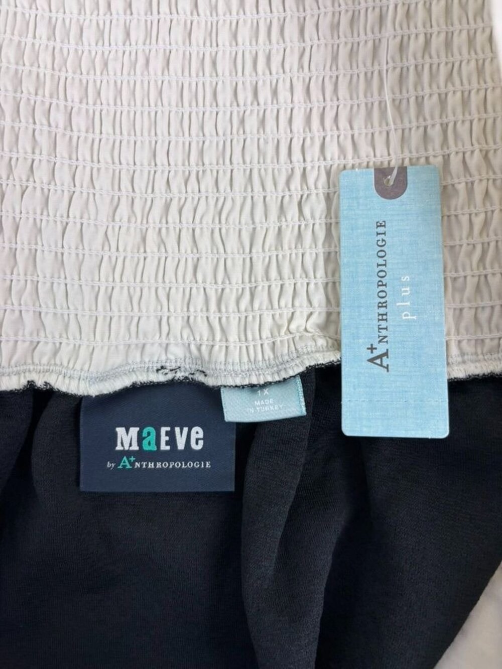 Maeve Anthropologie women's plus 1X black ivory bow colorblock shift mini dress - Picture 8 of 10